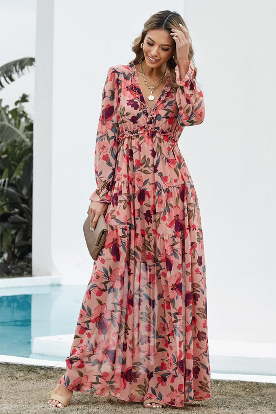 Floral plunge outlet dress