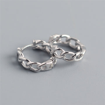 100% 925 Sterling Silver Punk  Link Chain Earrings - [NUDRESS]