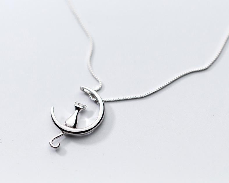 Pure 925 Sterling Silver Cat Charm Pendant Necklaces - [NUDRESS]